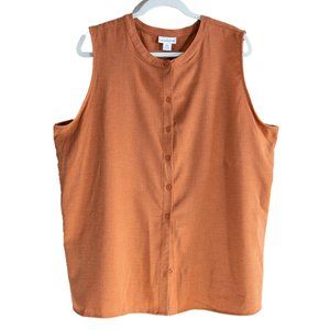 Liz Claiborne Women's XXL Orange-Brown Sleeveless Blouse
